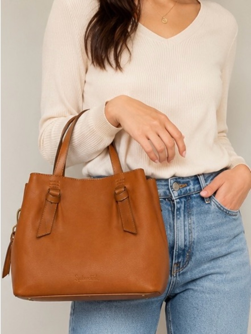 Splendid Brown Cognac Leather Satchel Crossbody Bag – New 🤎